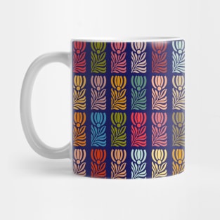 Art Deco Tulips Stencil Flowers Multicolored Pattern Mug